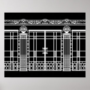 AUDREYS ART DECO IRONWORK: WHITE on BLACK Poster