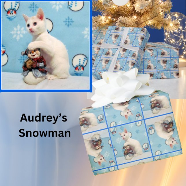 Audrey's Snögubbe - Katt/Kitten Wrapping Papper Presentpapper (Skapare uppladdad)