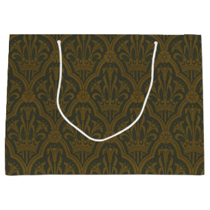 Audsley Vintage Guld Lilja Crown Green Damask Art