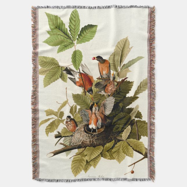 Audubon American Robin Wildlife Bird Illustration Filt (Framsidan Vertikal)