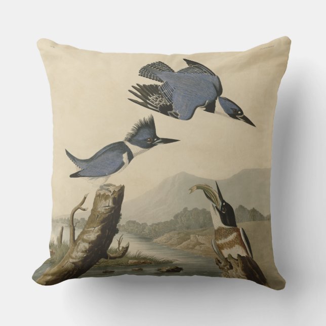 Audubon Belted Kingfisher Wildlife Bird Kudde (Framsida)