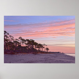 Audubon Bird Sanctuary Strand vid gryning, Alabama Poster
