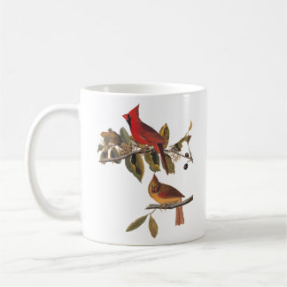 Audubon Cardinal Pair i Vild Almond Träd Kaffemugg