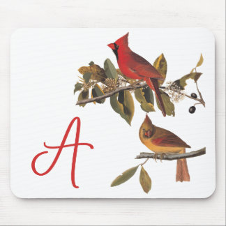 Audubon Cardinal Pair i Vild Almond Träd Musmatta