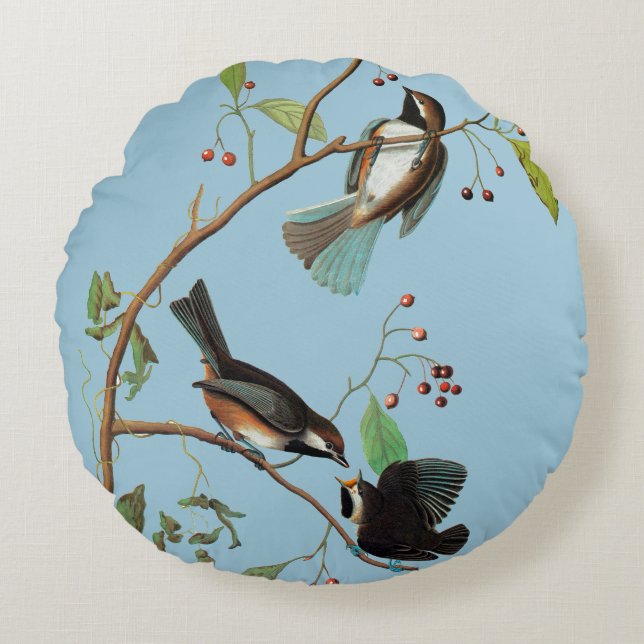 Audubon: Chickadee Rund Kudde (Framsidan)