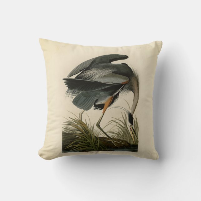 Audubon Great Blue Hägrar Marsh Fågel Kudde (Framsida)