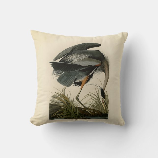 Audubon Great Blue Hägrar Marsh Fågel Kudde (Framsida)