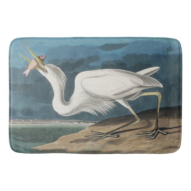Audubon Great White Heron: Vintage kustfågel Badrumsmatta (Framsidan)