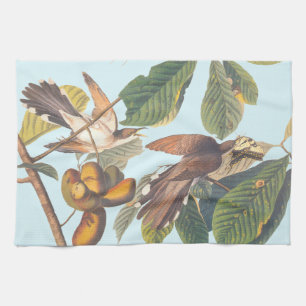 Audubon Gult-Billed Cuckoo Birds in Fruit Träd Kökshandduk