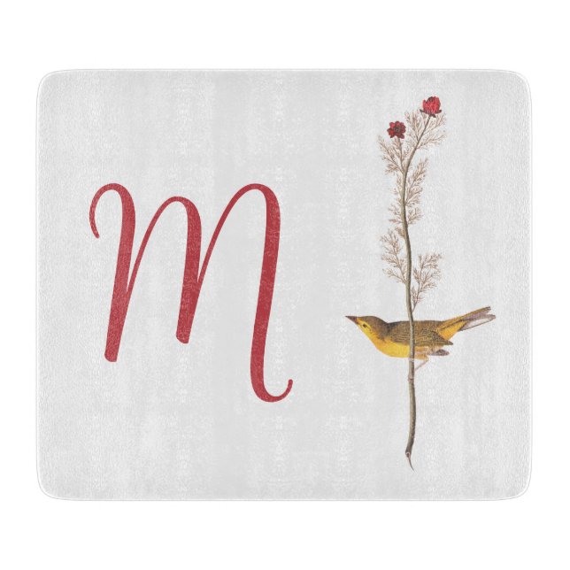 Audubon Gult Bird on Flower med Monogram (Framsidan)