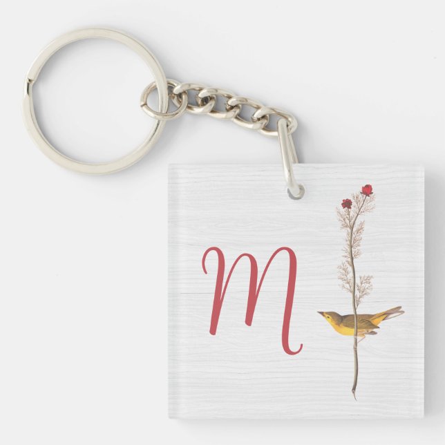 Audubon Gult Bird on Flower med Monogram (Framsidan)