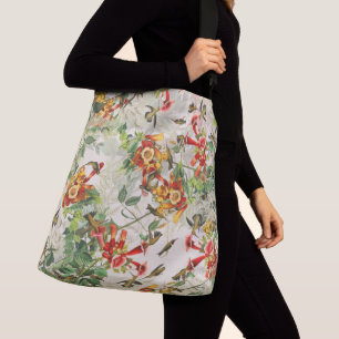 Audubon Hummingbird Vildlife Blommigt Tote Bag Axelväska