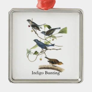 Audubon indigoblått Buntingtryck Julgransprydnad Metall