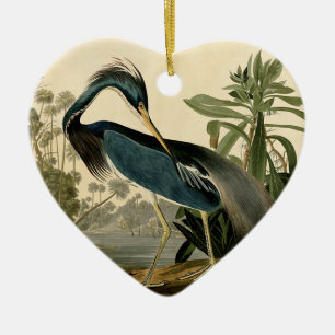 Audubon Louisiana Hägrar Fåglar Amerika Konst Julgransprydnad Keramik
