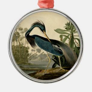 Audubon Louisiana Hägrar Fåglar Amerika Konst Julgransprydnad Metall