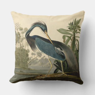 Audubon Louisiana Hägrar Fåglar Amerika Konst Kudde