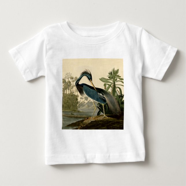 Audubon Louisiana Hägrar Fåglar Amerika Konst Tee (Framsida)