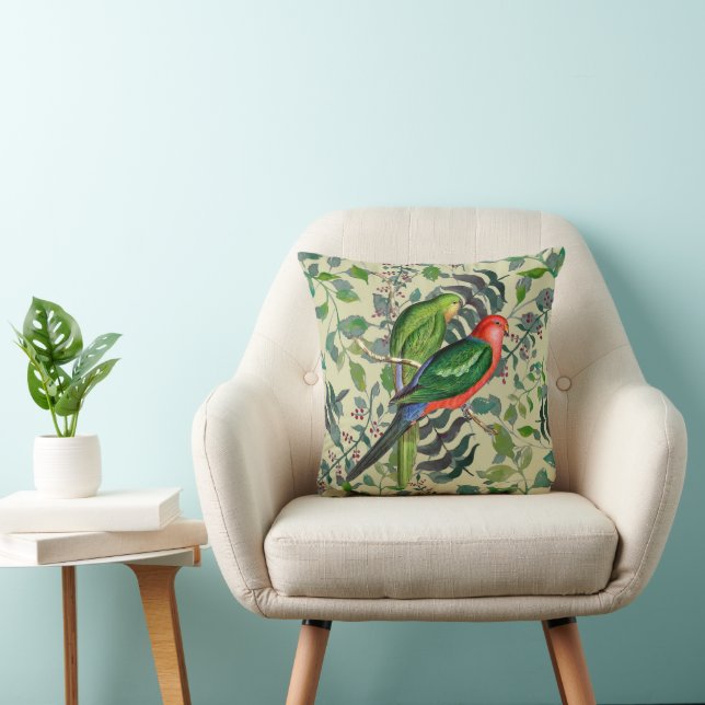 Audubon Parrots Tropical Birds Square Pillow Kudde (Stol)