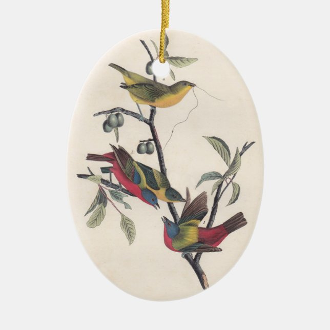 Audubon Pavisserligen Bunting Bird Wildlife Julgransprydnad Keramik (Framsidan)