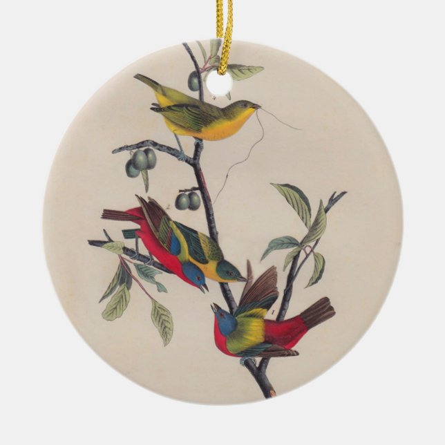 Audubon Pavisserligen Bunting Bird Wildlife Julgransprydnad Keramik (Framsidan)