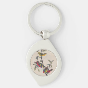 Audubon Pavisserligen Bunting Bird Wildlife Swirl Silverfärgad Nyckelring