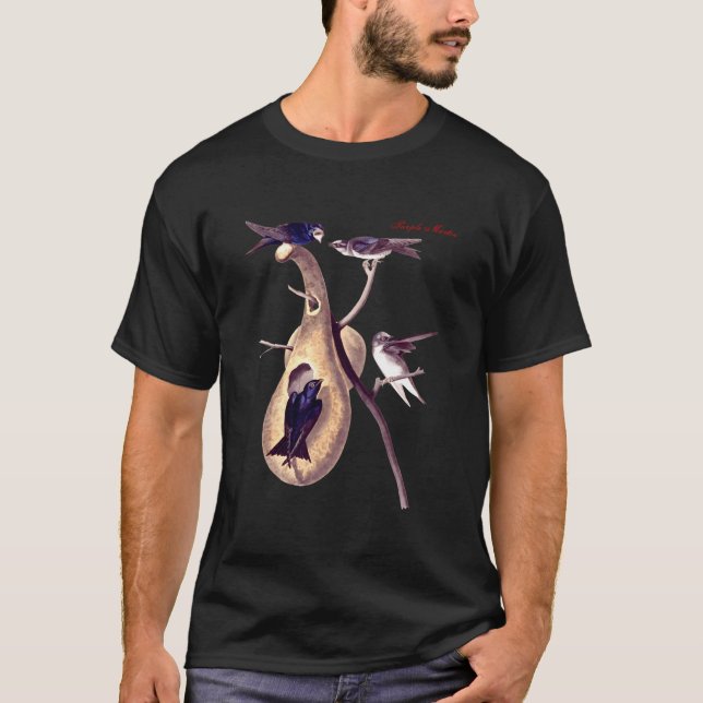 Audubon Purple Min North American Birds Education  T Shirt (Framsida)