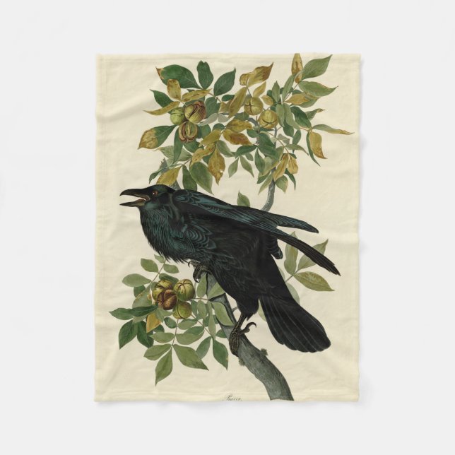 Audubon Raven Bird Classic Artwork Fleecefilt (Framsidan)