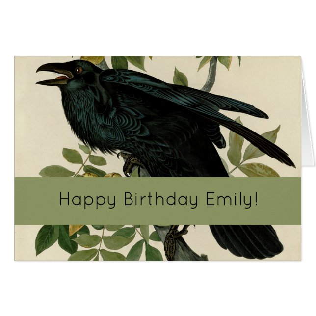 Audubon Raven Bird Classic Artwork Hälsningskort (Framsidan Horizontal)