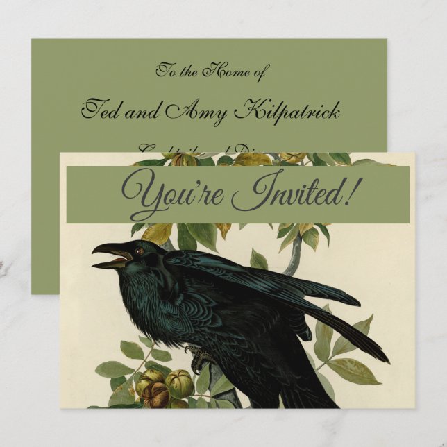 Audubon Raven Bird Classic Artwork Inbjudningar (Fram/baksida)