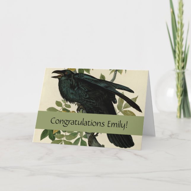 Audubon Raven Bird Classic Artwork Kort (Framsida)