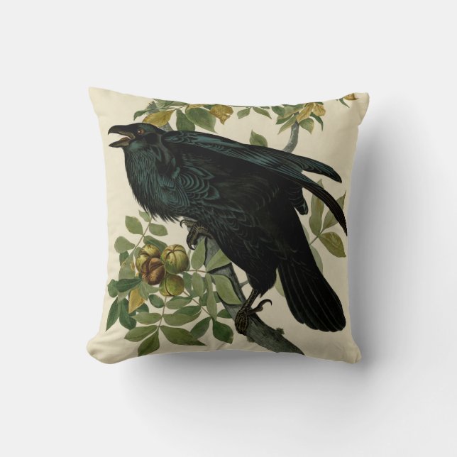Audubon Raven Bird Classic Artwork Kudde (Framsida)