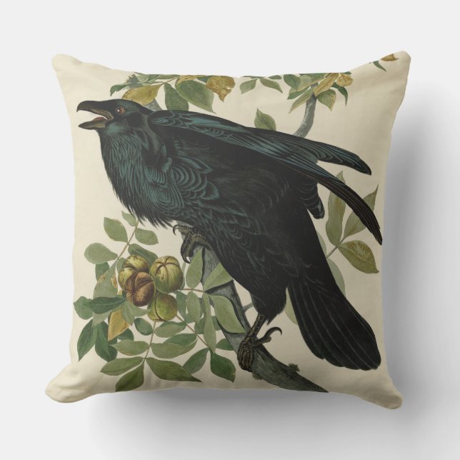 Audubon Raven Bird Classic Artwork Kudde (Framsida)