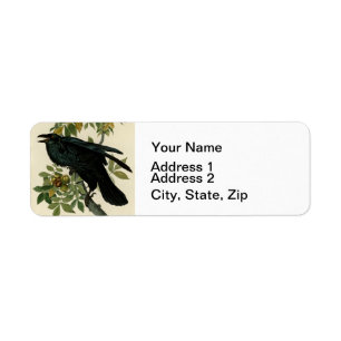 Audubon Raven Bird Classic Artwork Returadress Etikett