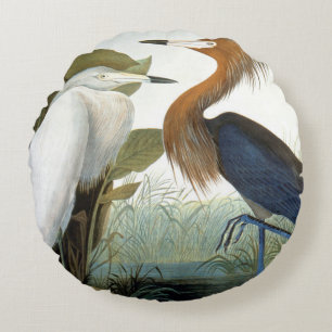 Audubon: Rödaktig Egret eller lilaHeron Rund Kudde