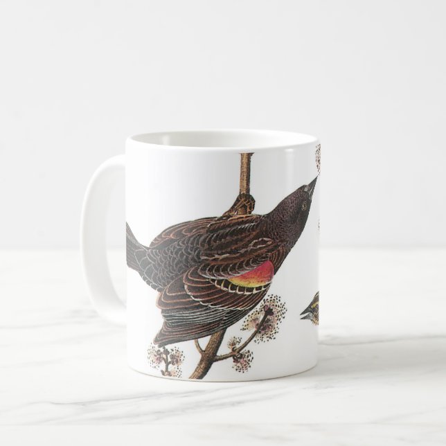 Audubon, rödvingad Blackbird Kaffemugg (Framsida vänster)