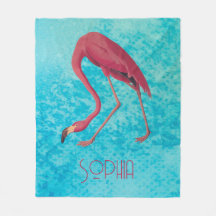 Audubon Rosa Flamingo on Blue Watercolor