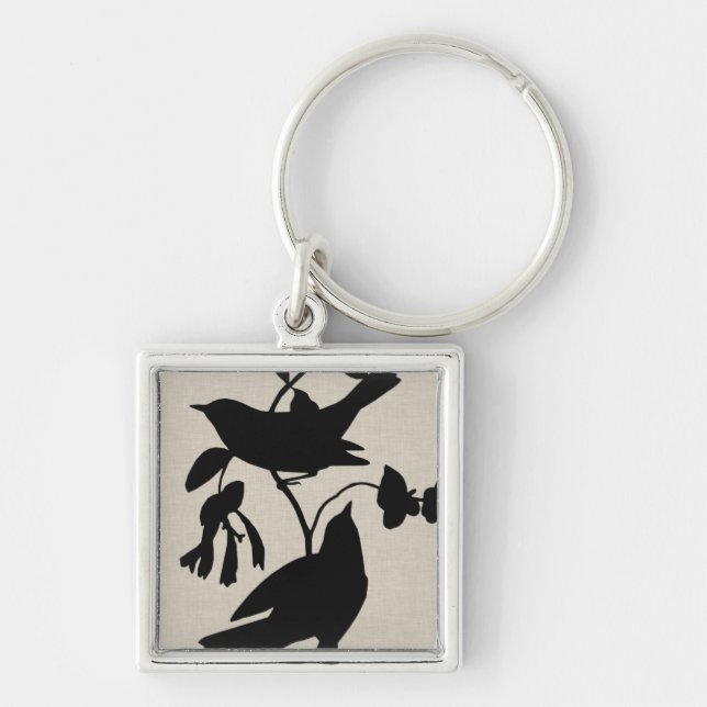 Audubon Silhouette IV Fyrkantig Silverfärgad Nyckelring (Framsidan)