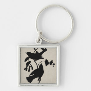 Audubon Silhouette IV Fyrkantig Silverfärgad Nyckelring
