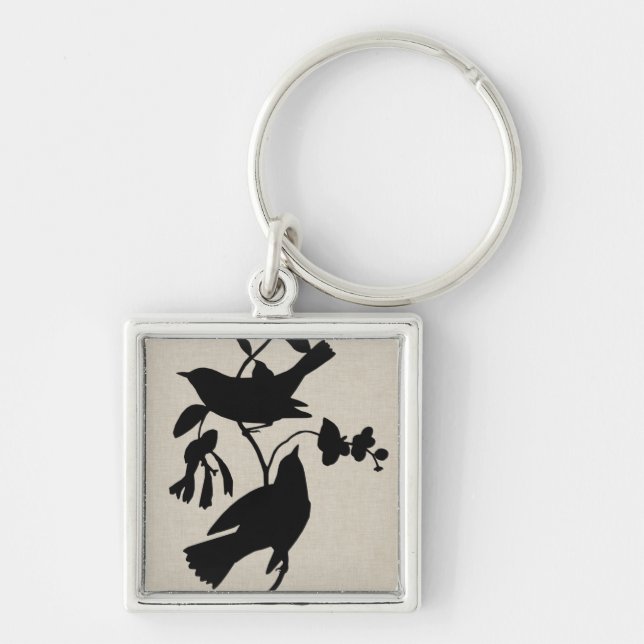Audubon Silhouette IV Fyrkantig Silverfärgad Nyckelring (Framsidan)