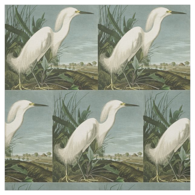 Audubon Snöhäger Vit Hägrar Fågel Fågelskådning Tyg (Provkarta)