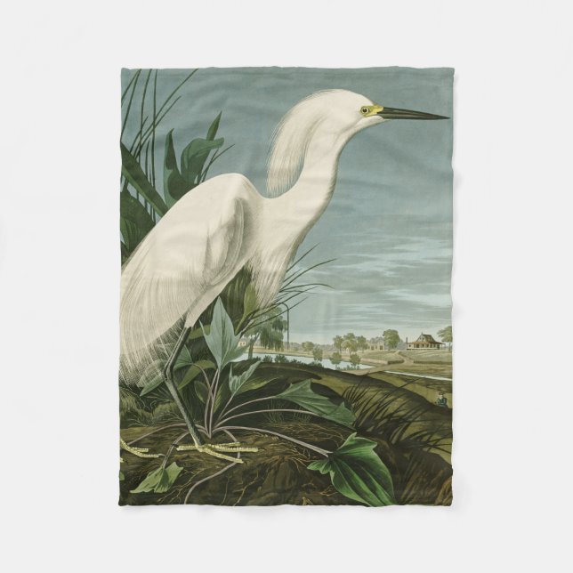 Audubon Snowy Heron White Egret Birding Fleecefilt (Framsidan)