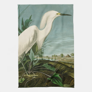Audubon Snowy Heron White Egret Birding Kökshandduk