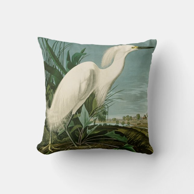 Audubon Snowy Heron White Egret Birding Kudde (Framsida)
