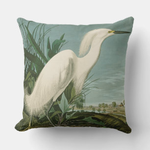 Audubon Snowy Heron White Egret Birding Kudde