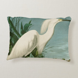 Audubon Snowy Heron White Egret Birding Prydnadskudde