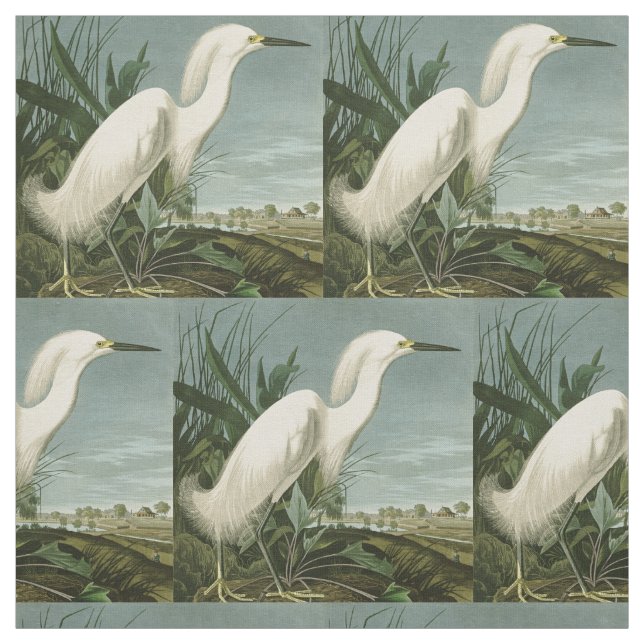 Audubon Snowy Heron White Egret Birding Tyg (Provkarta)