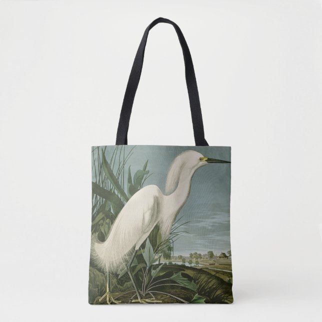 Audubon Snowy Heron White Egret Birding Tygkasse (Framsida)