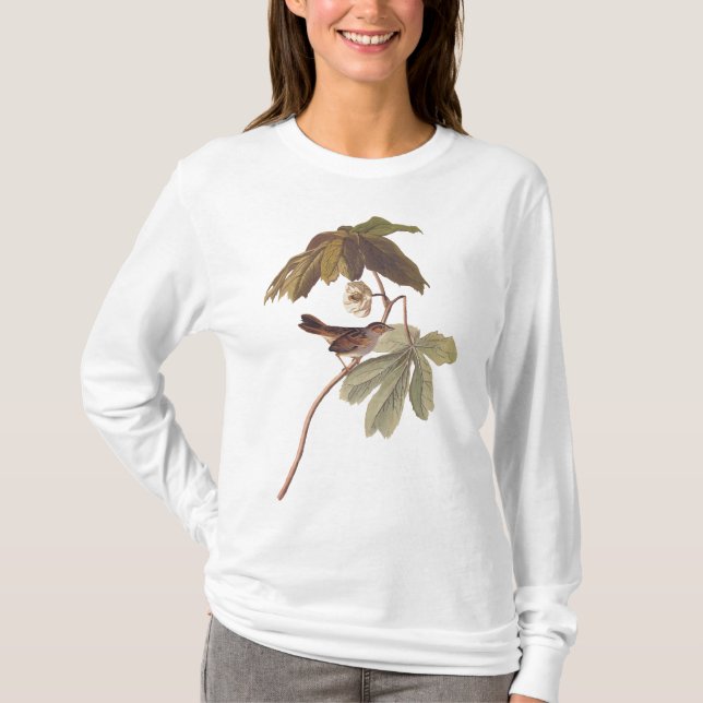 Audubon Swamp Sparrow Bird on Vild Mandrake Tee (Framsida)