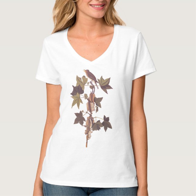 Audubon Traill's Flycatcher Songbird T Shirt (Framsida)
