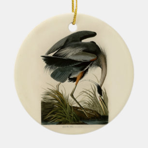 Audubon Underbar Blue Heron Marsh Bird Julgransprydnad Keramik